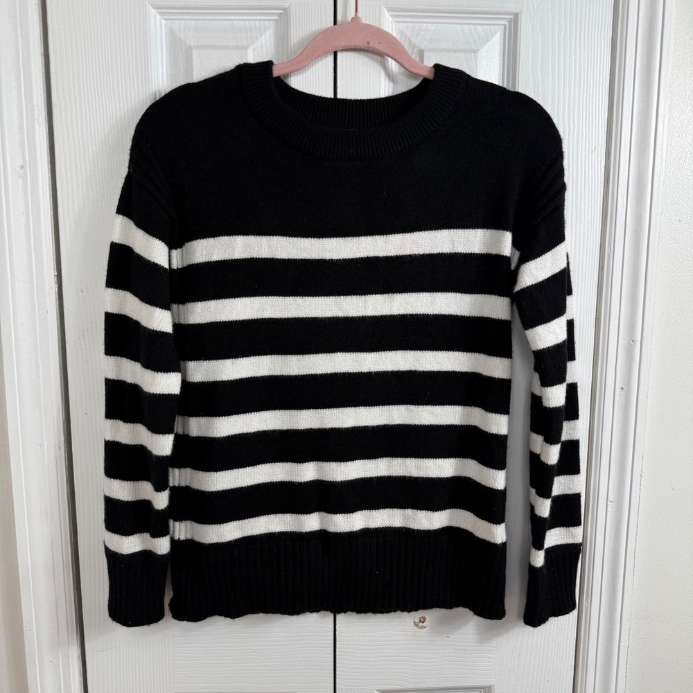 Philosophy Striped Sweater XS Black White Minimalist Preppy Knit Crewneck